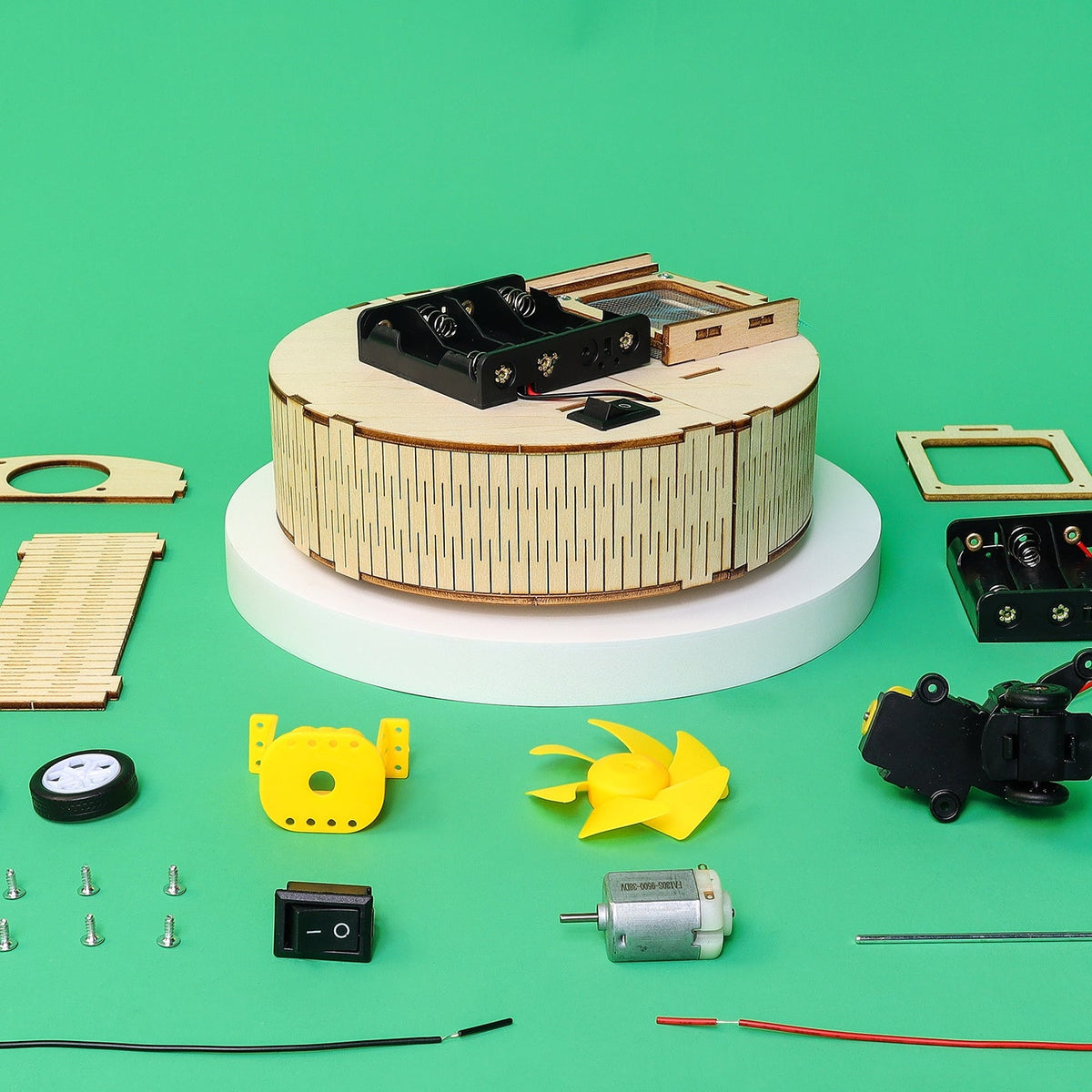 Kitsville Robot Vacuum DIY Kit – Wooden STEM Building Kit for Kids