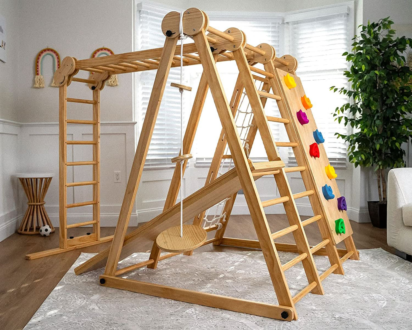 Avenlur Chestnut - 8-in-1 Eco-Friendly Wooden Jungle Gym for Toddlers