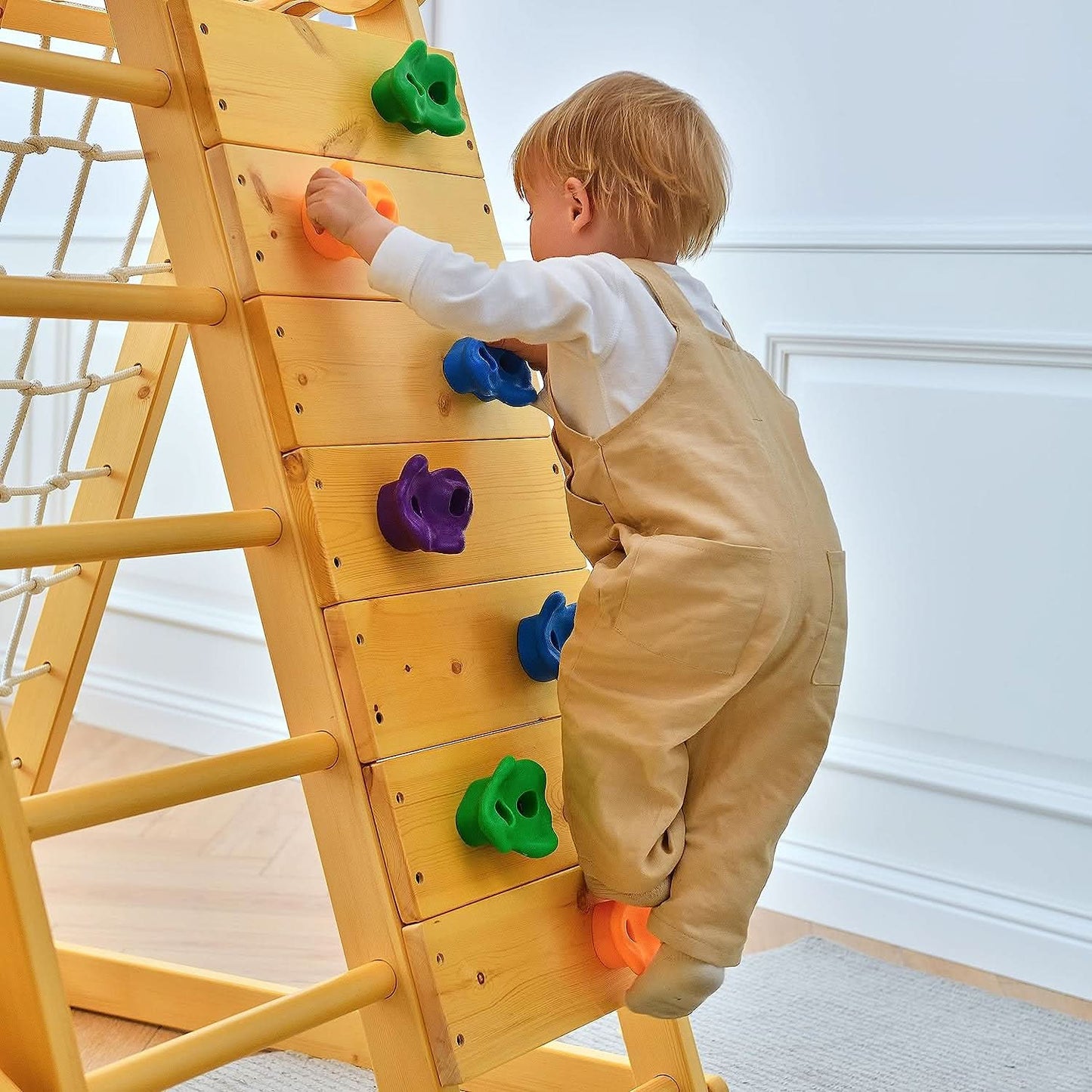 The Chestnut: 8-in-1 Montessori Wooden Climbing Gym & Slide for Toddlers and Kids 2-8 | Indoor/Outdoor Playground Set