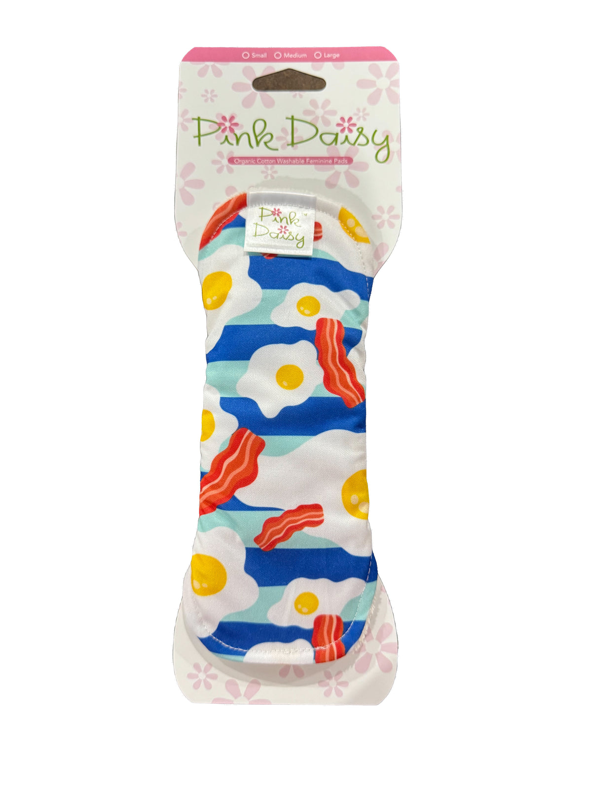 Pink Daisy Reusable Cloth Menstrual Pads – Organic Cotton Velour Top, Snap-On