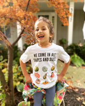 Load image into Gallery viewer, organic cotton kids&#39; fall pumpkins diversity inclusion t-shirt
