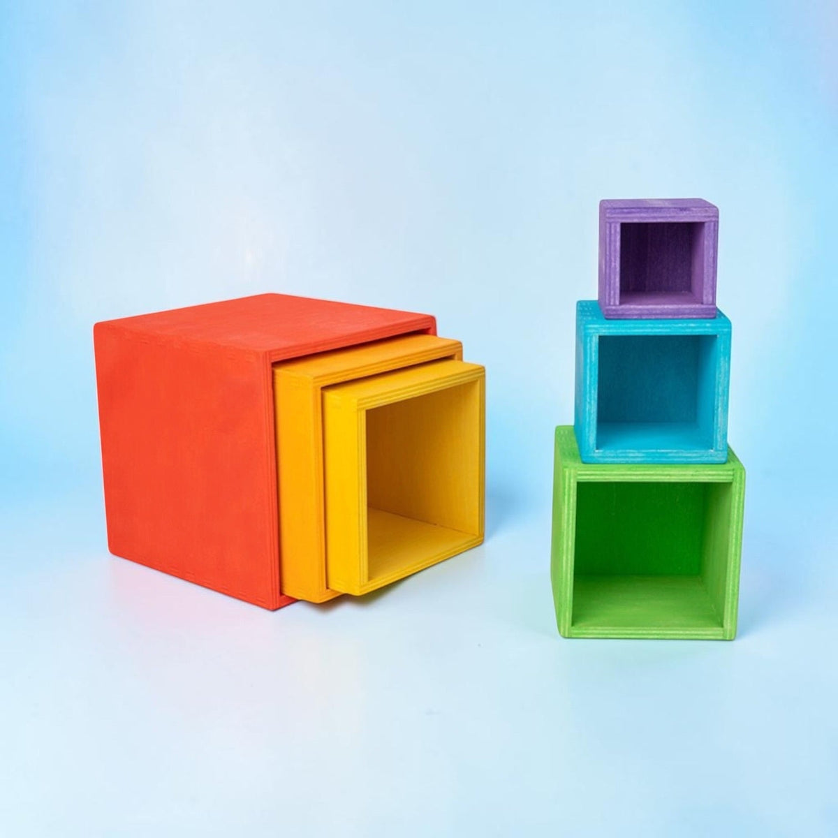 Green Elephant 6-Piece Rainbow Wooden Nesting Boxes – Stacking & Sorting Toy
