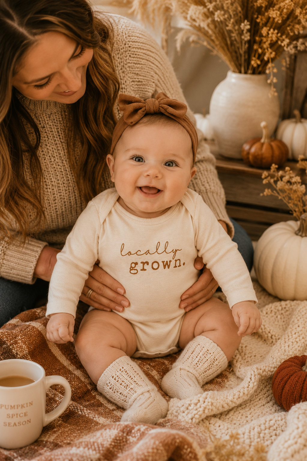 Locally Grown Organic Cotton Baby Bodysuit – Long Sleeve, 0–18M