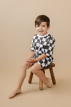 Load image into Gallery viewer, Organic Cotton Black &amp; White Checkered Shorts Set
