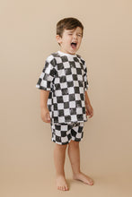 Load image into Gallery viewer, Organic Cotton Black &amp; White Checkered Shorts Set
