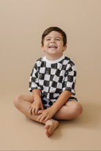Load image into Gallery viewer, Organic Cotton Black &amp; White Checkered Shorts Set
