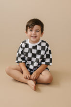 Load image into Gallery viewer, Organic Cotton Black &amp; White Checkered Shorts Set
