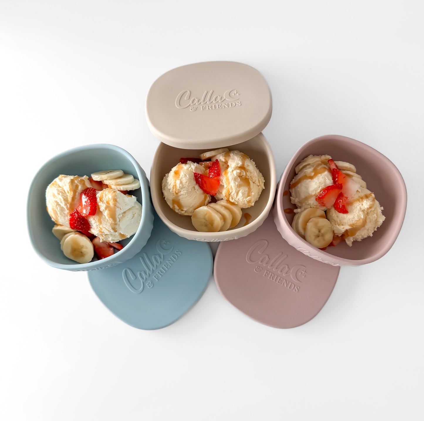 Calla and Friends Boston Bowl | 100% Food-Grade Silicone Suction Bowl with Lid | BPA-Free Toddler Bowl