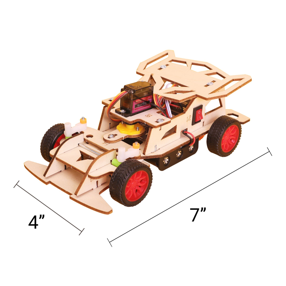Kitsville Steering Remote Control Car DIY Kit – Wooden STEM Building Kit for Kids 12+