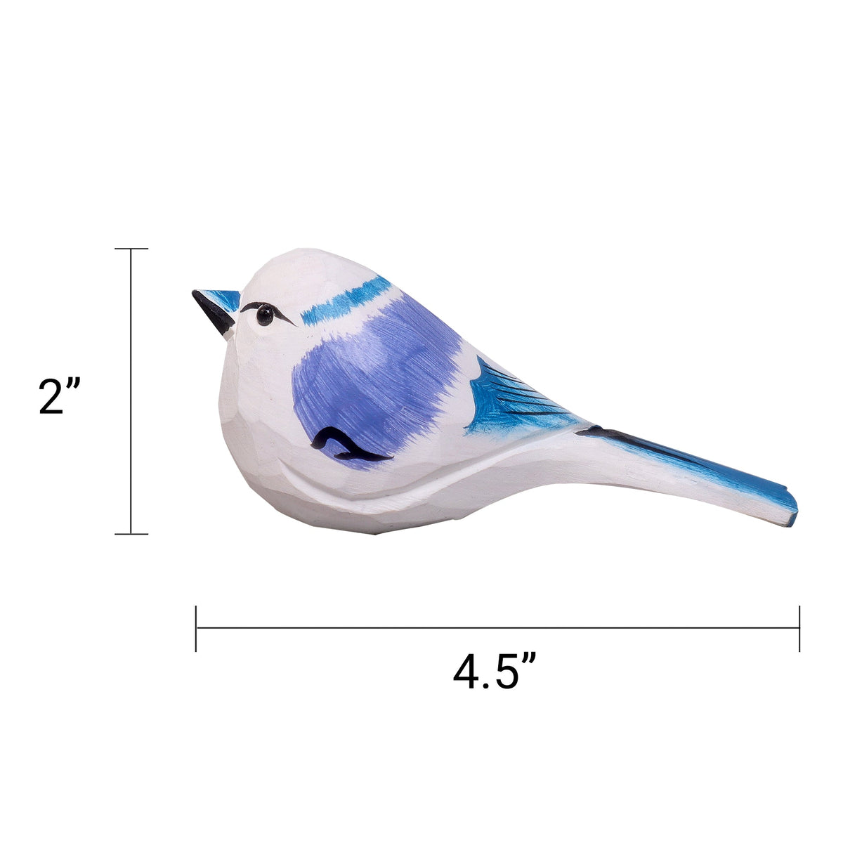Kitsville Hand-Carved Wooden Bird Figurine – White