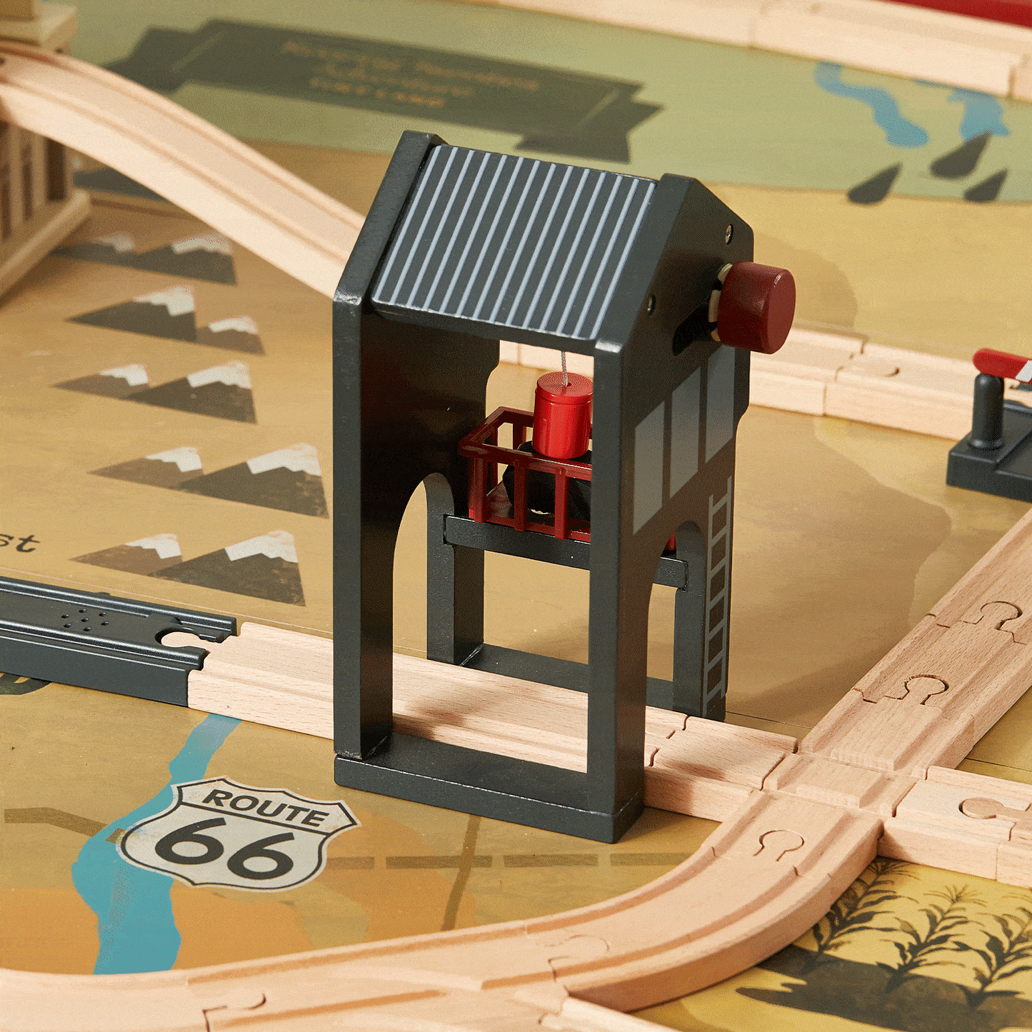 Tiny Land 1920 Railway Adventure Wooden Train Table – 102-Piece Train Set with Storage