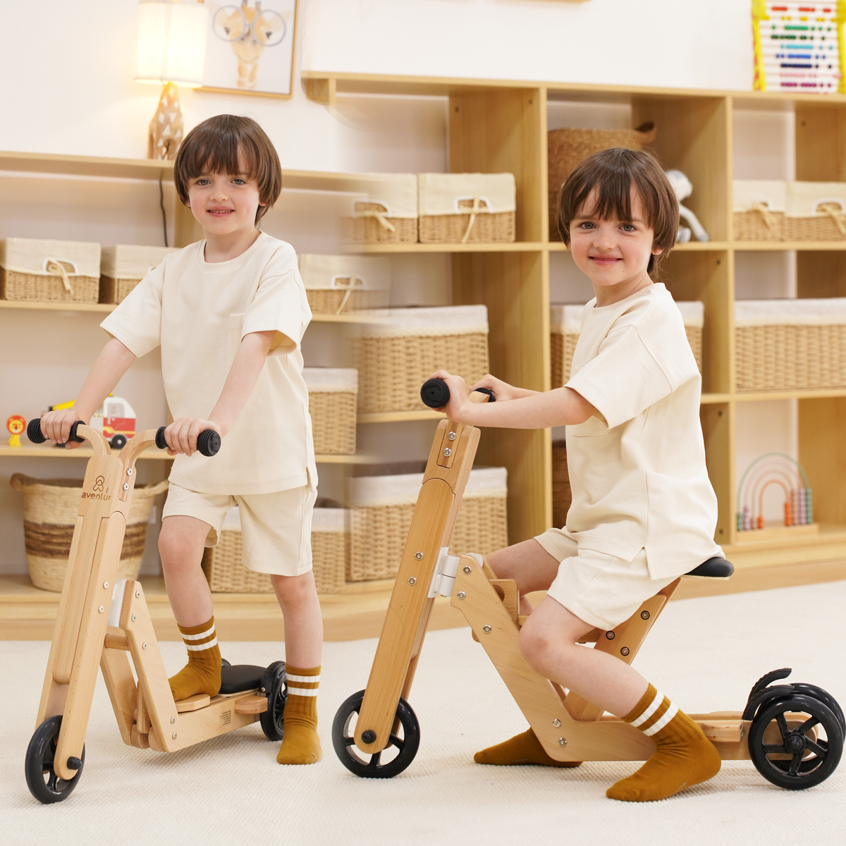 Avenlur Juneberry 2-in-1 Wooden Ride-On & Scooter for Toddlers – FSC-Certified Wood