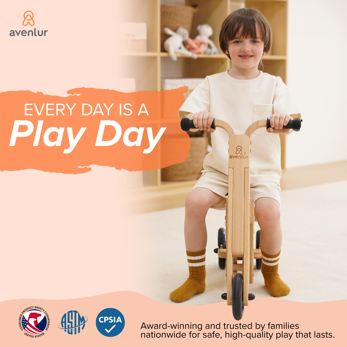 Avenlur Juneberry 2-in-1 Wooden Ride-On & Scooter for Toddlers – FSC-Certified Wood