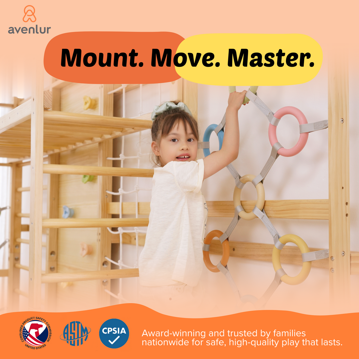 Avenlur Walnut Modular Swedish Ladder Wall Gym – 9-Activity Wall-Mounted Pine Climbing Gym