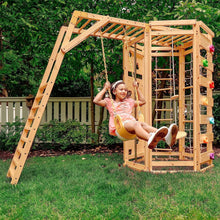 Load image into Gallery viewer, Avenlur Hawthorn: 9-in-1 Eco-Friendly Outdoor Climbing Gym with Monkey Bars &amp; Swing Set for Kids 3-11
