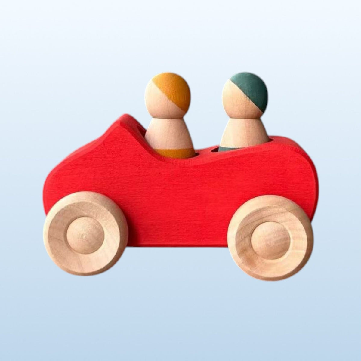 Green Elephant 7-Piece Wooden Rainbow Cars Set with 3 Peg Dolls