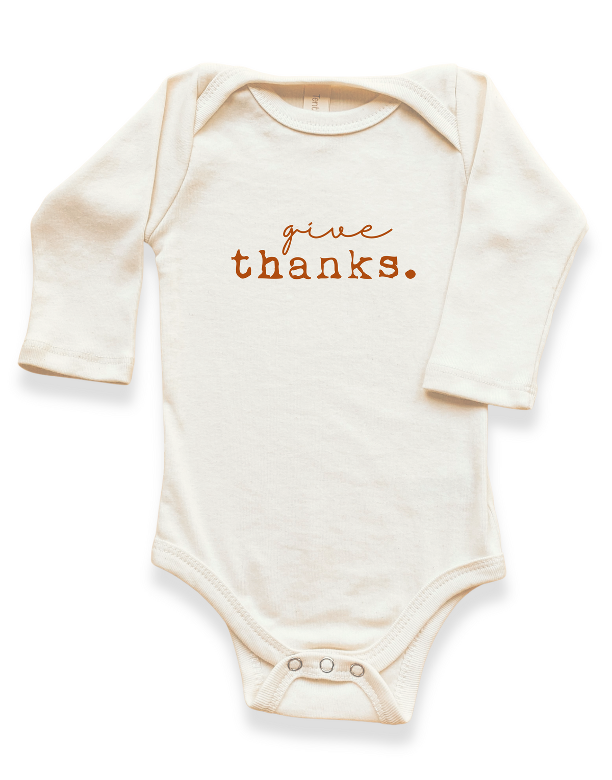 Give Thanks Organic Cotton Baby Bodysuit – Long Sleeve, 0–24M