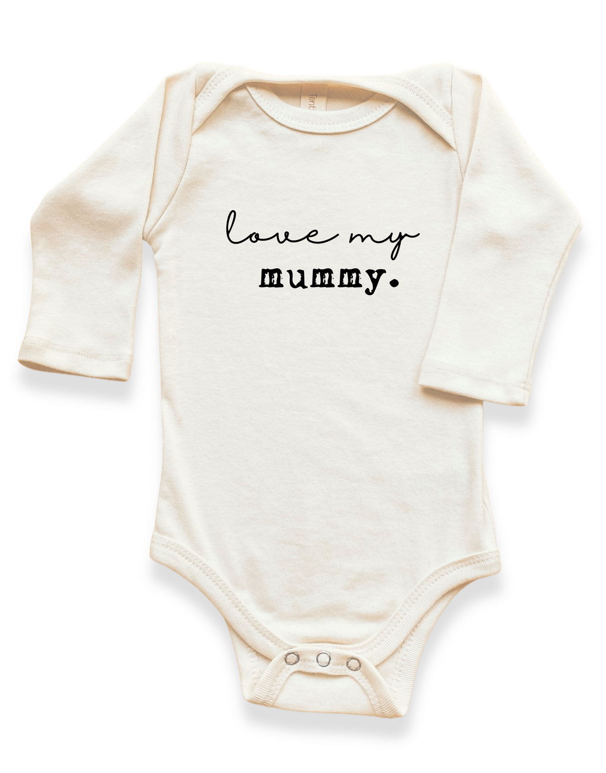 Love My Mummy Organic Cotton Baby Bodysuit – Long Sleeve, 0–24M
