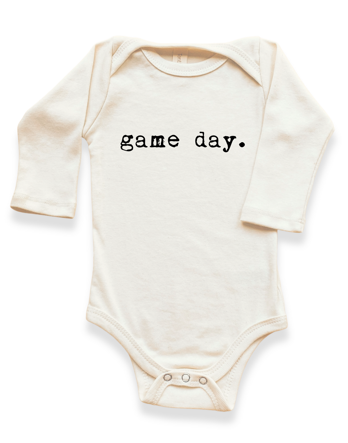 Game Day Organic Cotton Baby Bodysuit – Long Sleeve, Black or Clay, 0–24M