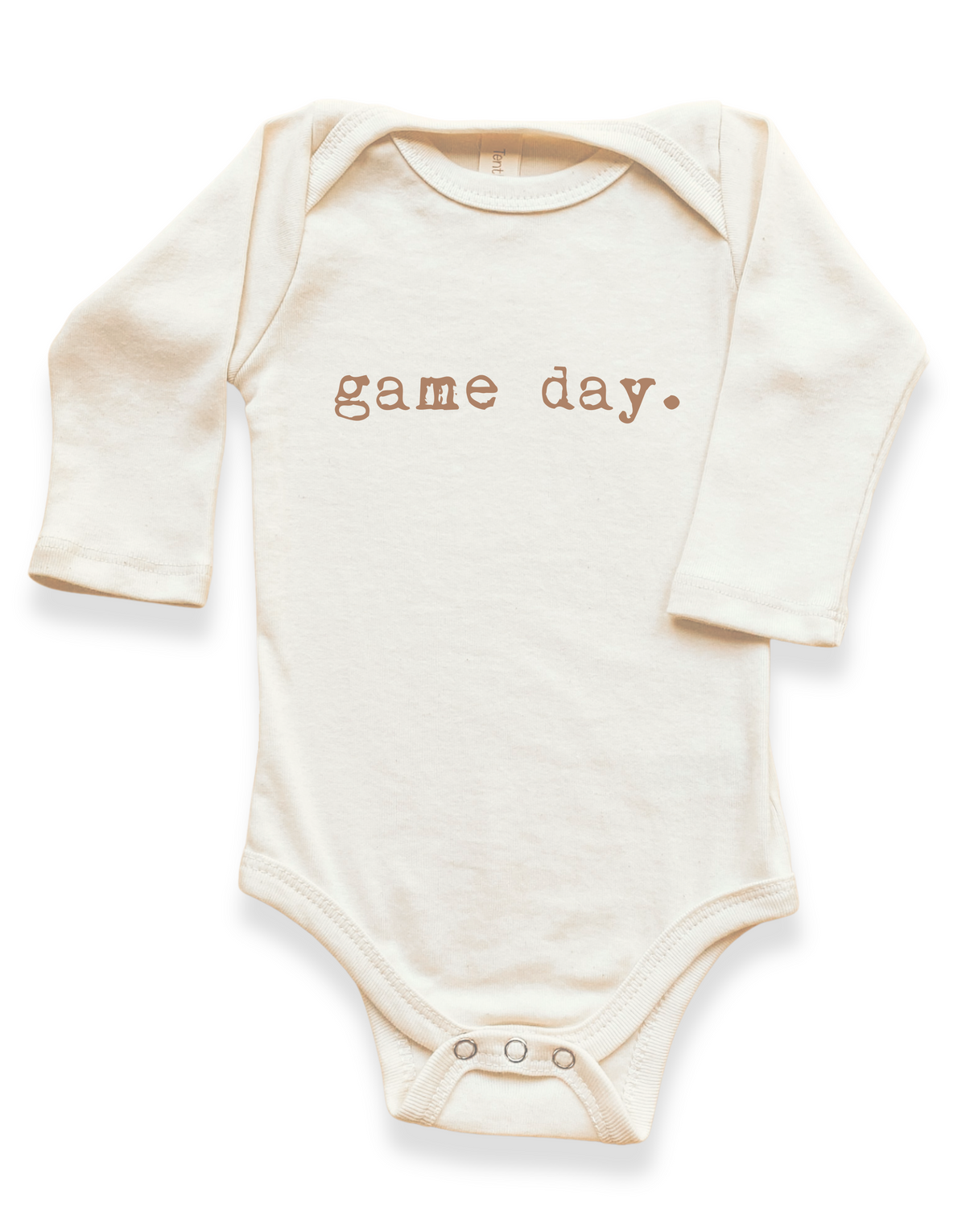 Game Day Organic Cotton Baby Bodysuit – Long Sleeve, Black or Clay, 0–24M
