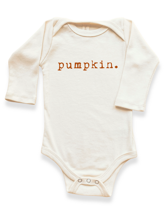 Pumpkin Organic Cotton Baby Bodysuit – Long Sleeve, 0–24M