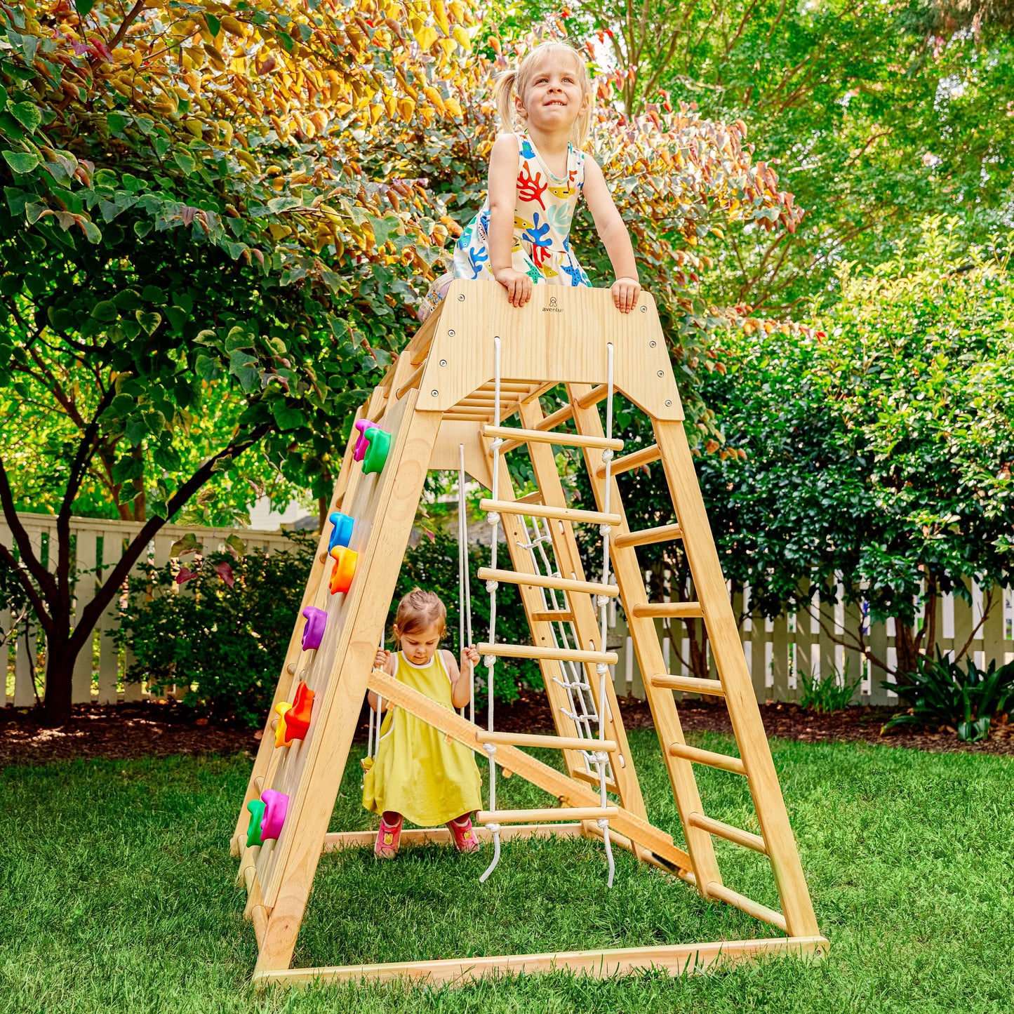 Avenlur Magnolia - Outdoor and Indoor - Real Wood Eco-Friendly 7-in-1 Playset for Toddlers Little Kids