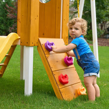 Load image into Gallery viewer, Avenlur Forest: Toddler-Friendly Small Eco-Friendly Non-Toxic Wooden Swing Set with Slide, Fort &amp; Rock Wall
