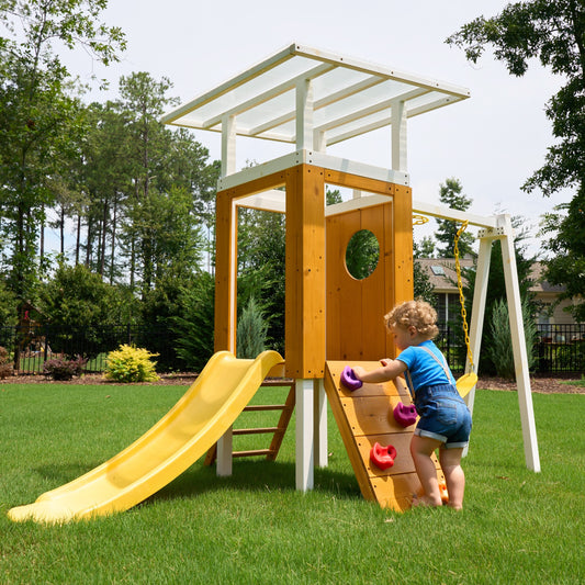sustainable eco-friendly non-toxic wooden toddler baby outdoor playground jungle gym
