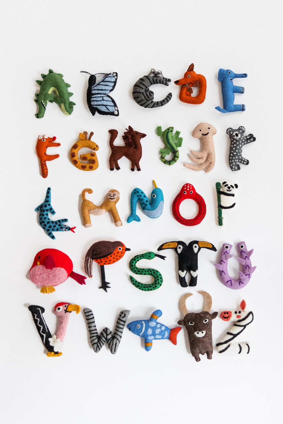 Alphabet Animals Felt Letters – Handmade Wool Felt Learning Toy