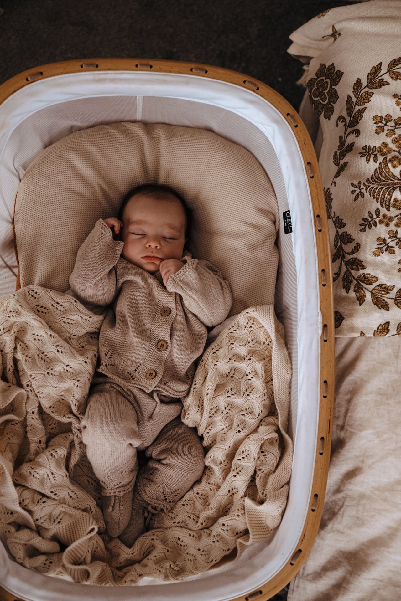 Luca + Luna Organic Cotton Bring Me Home Knit Scallop Bundle - Heather Beige