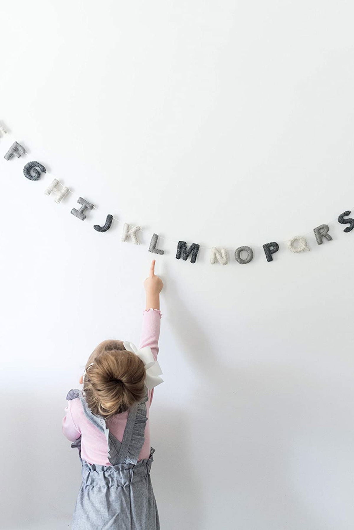 Gray Alphabet Garland – Handmade Wool Felt Nursery & Playroom Decor