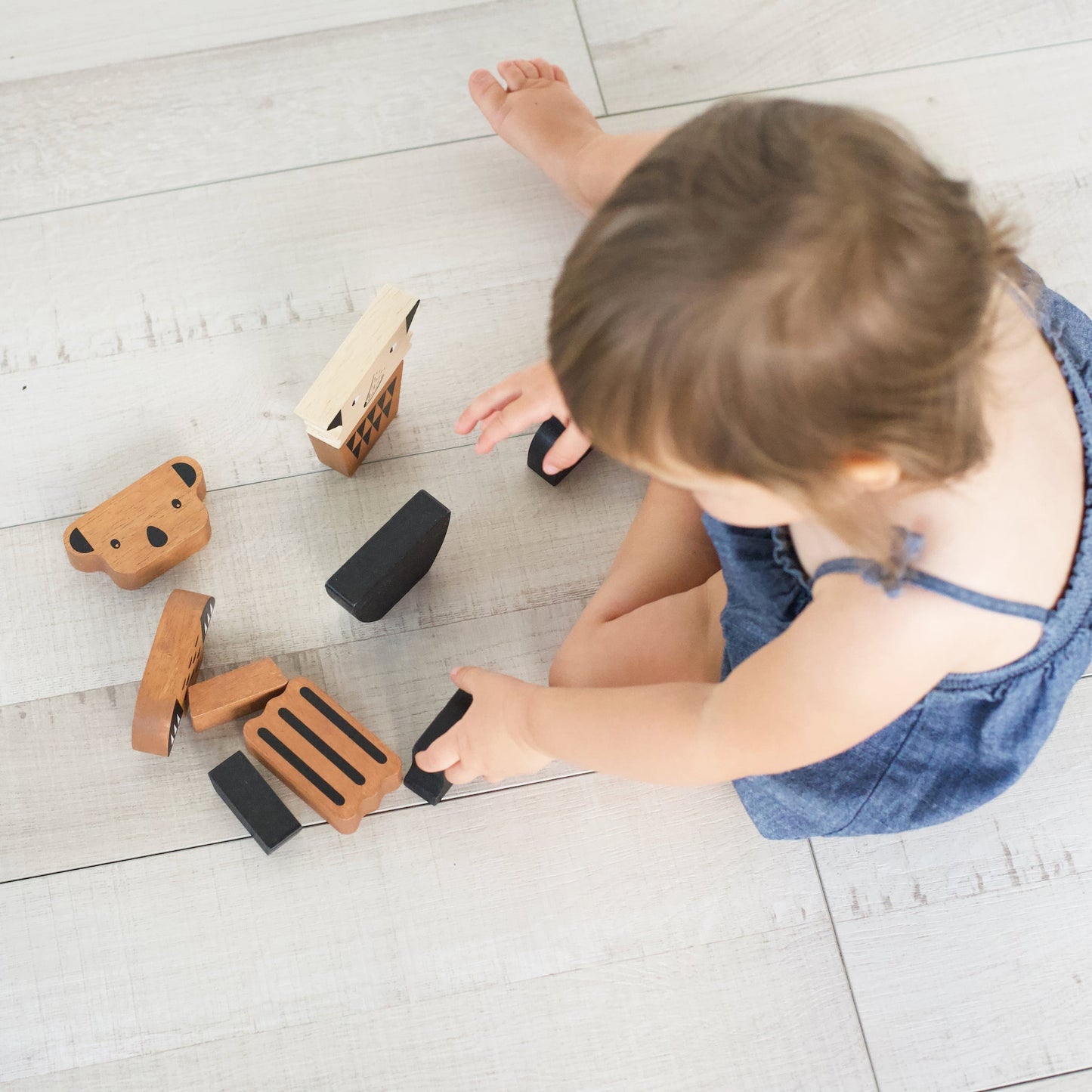 Wee Gallery Wild Animal Tower Block Set | Eco-Friendly, Non-Toxic Toddler Toy