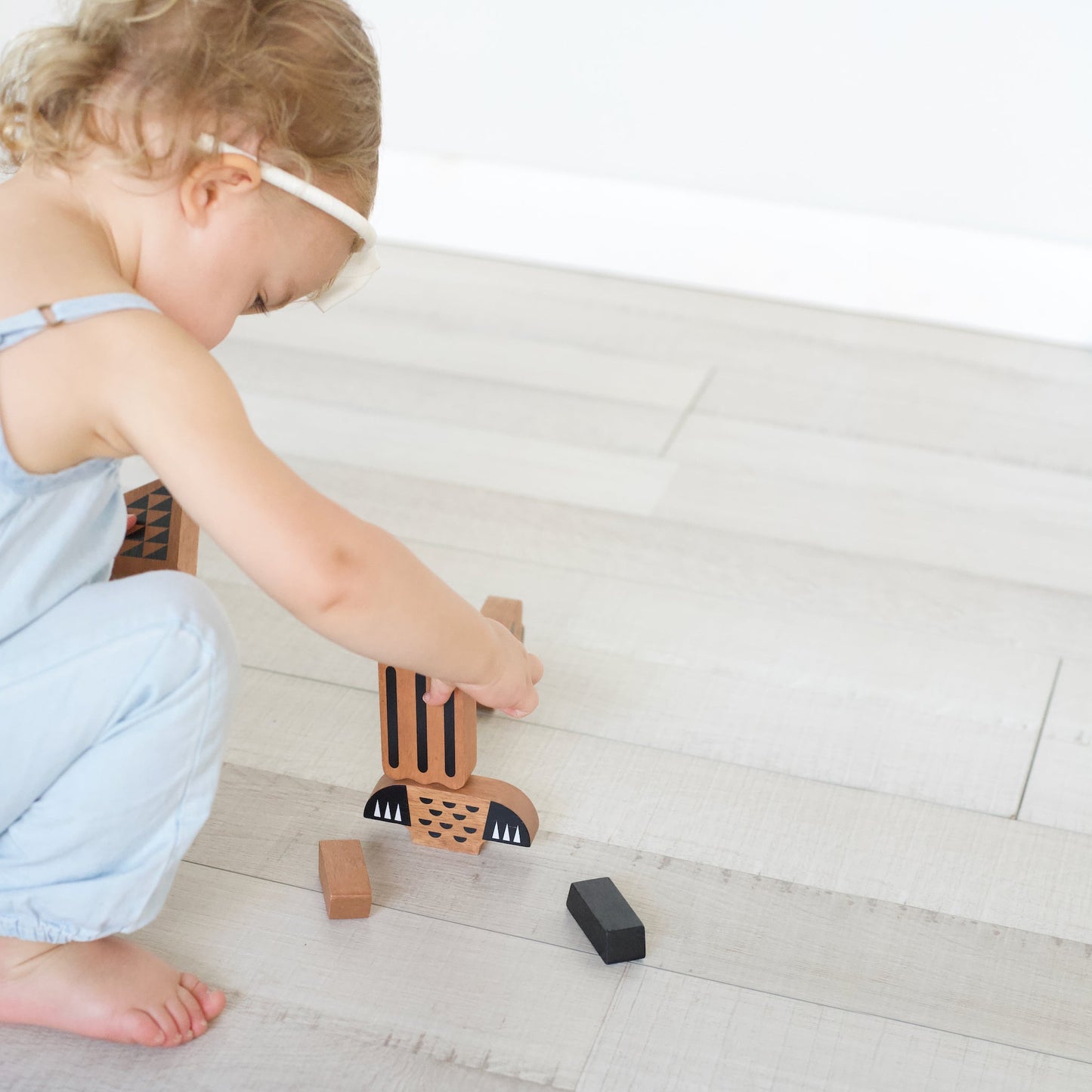 Wee Gallery Wild Animal Tower Block Set | Eco-Friendly, Non-Toxic Toddler Toy