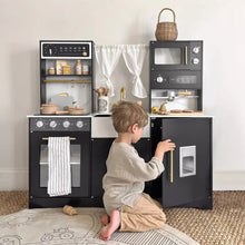 Load image into Gallery viewer, Tiny Land® Trendy Black Style Wooden Play Kitchen
