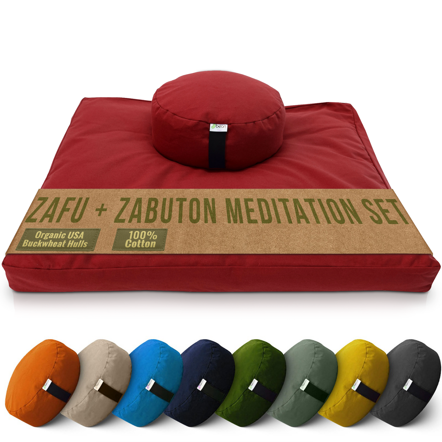 Meditation Cushion Set Zafu and Zabuton - Cotton ..Made in USA