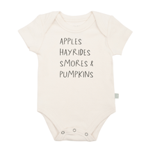 Load image into Gallery viewer, graphic bodysuit | apples hayrides smores
