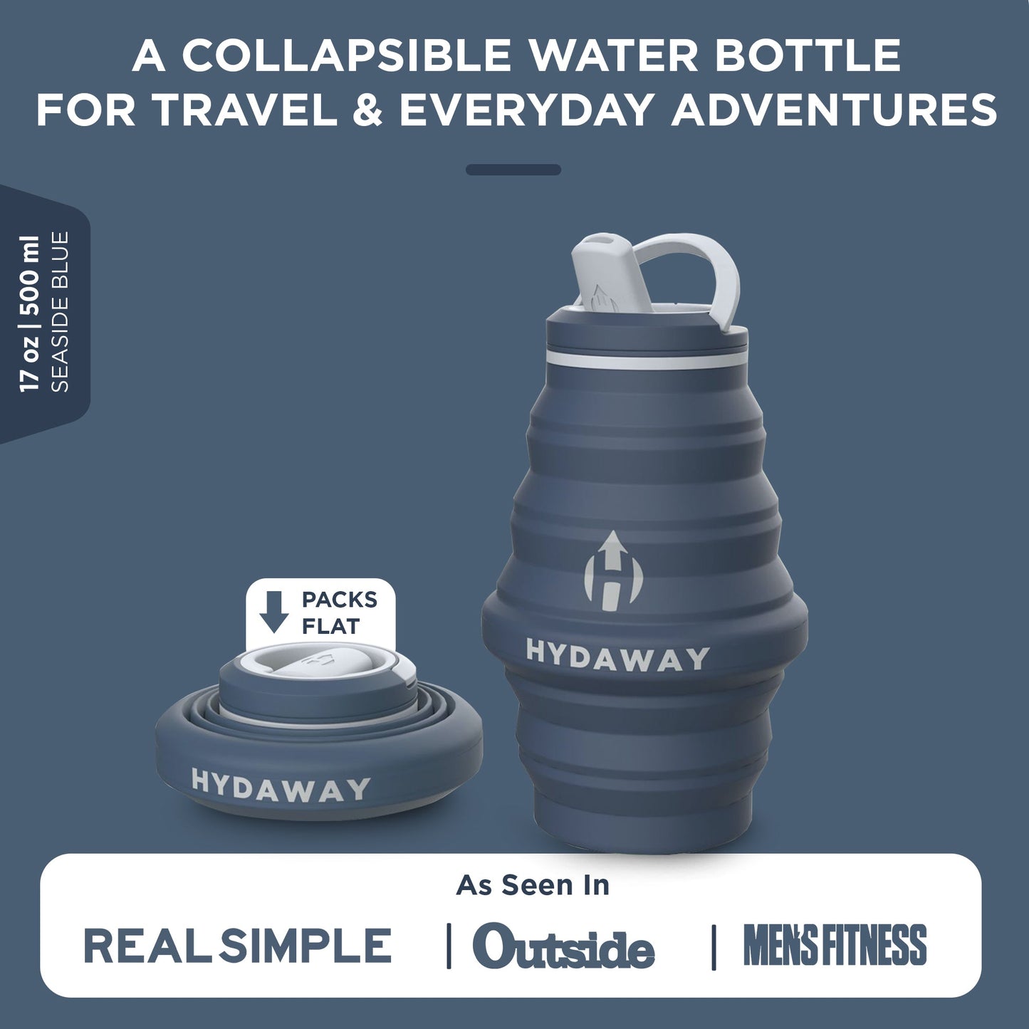 HYDAWAY Collapsible Silicone Water Bottle for Kids and Adults Alike | 17oz