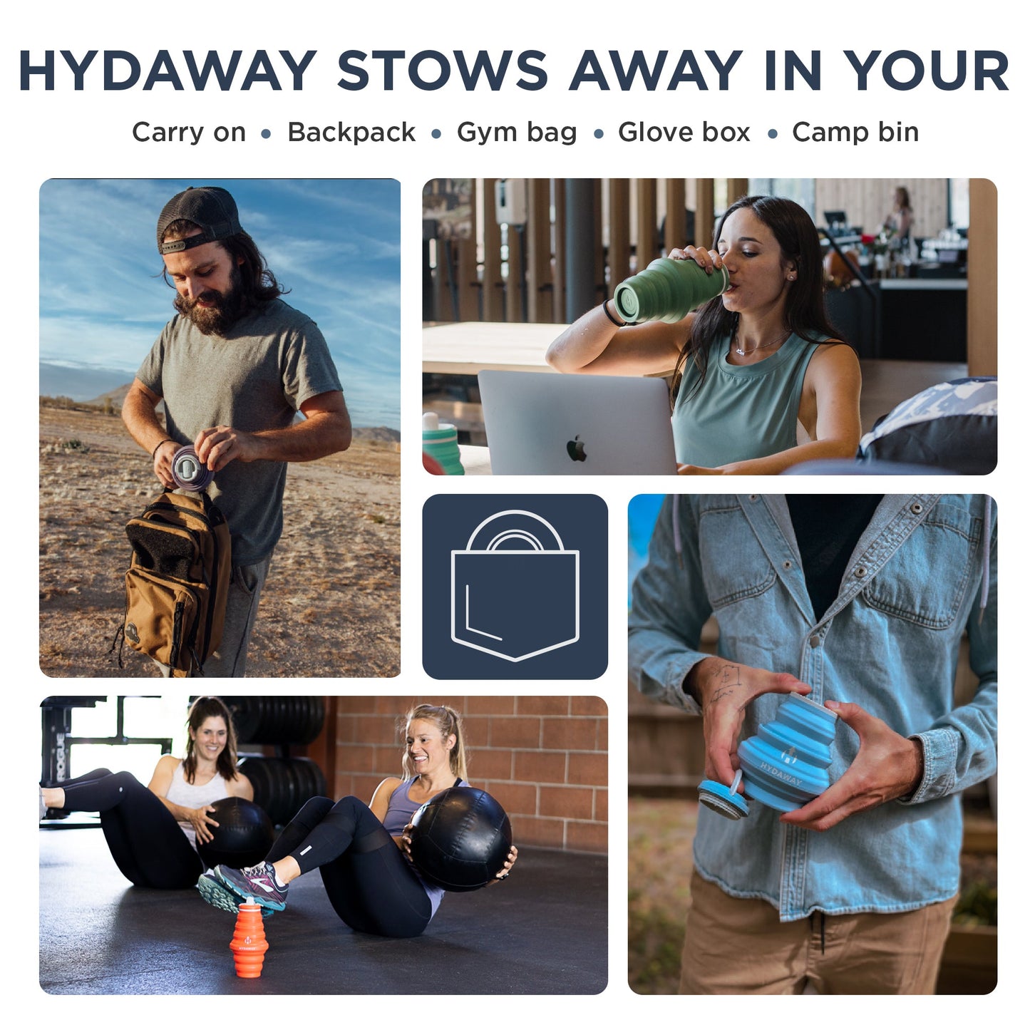 HYDAWAY Collapsible Silicone Water Bottle for Kids and Adults Alike | 17oz