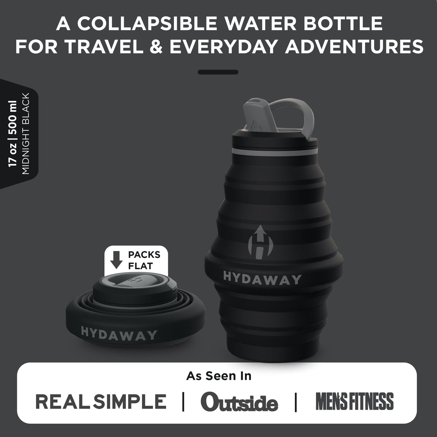 HYDAWAY Collapsible Silicone Water Bottle for Kids and Adults Alike | 17oz