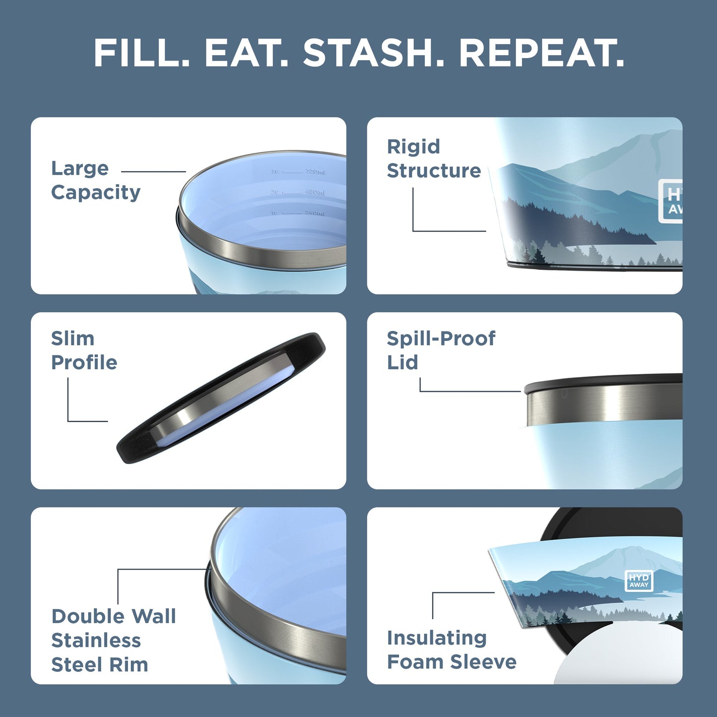 HYDAWAY Collapsible Insulated Silicone Bowl | 1-Quart