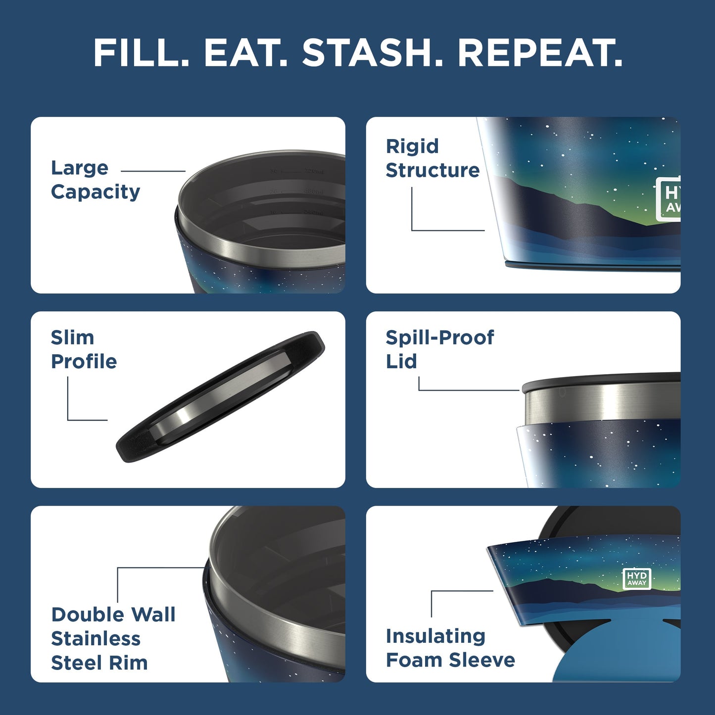 HYDAWAY Collapsible Insulated Silicone Bowl | 1-Quart