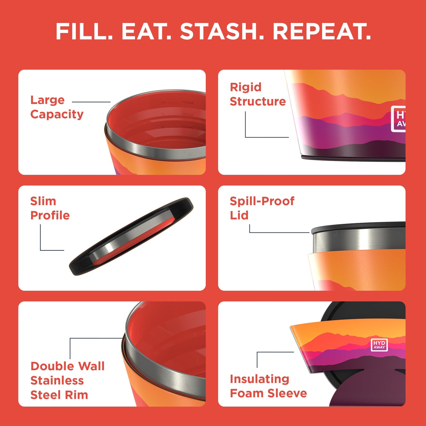 HYDAWAY Collapsible Insulated Silicone Bowl | 1-Quart