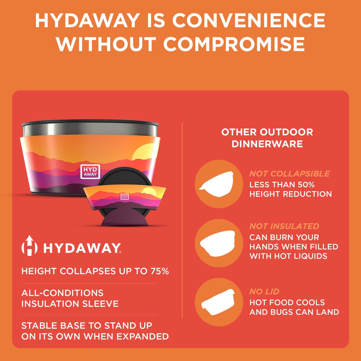 HYDAWAY Collapsible Insulated Silicone Bowl | 1-Quart