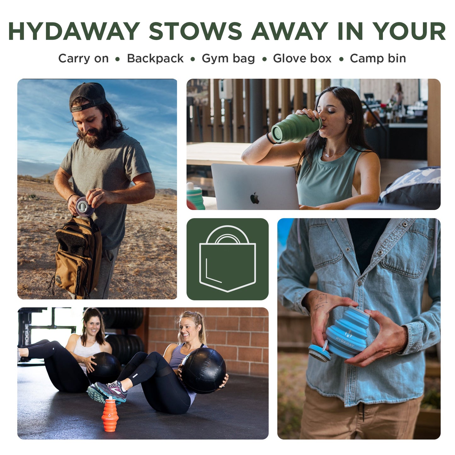 HYDAWAY Collapsible Silicone Water Bottle for Kids and Adults Alike | 17oz