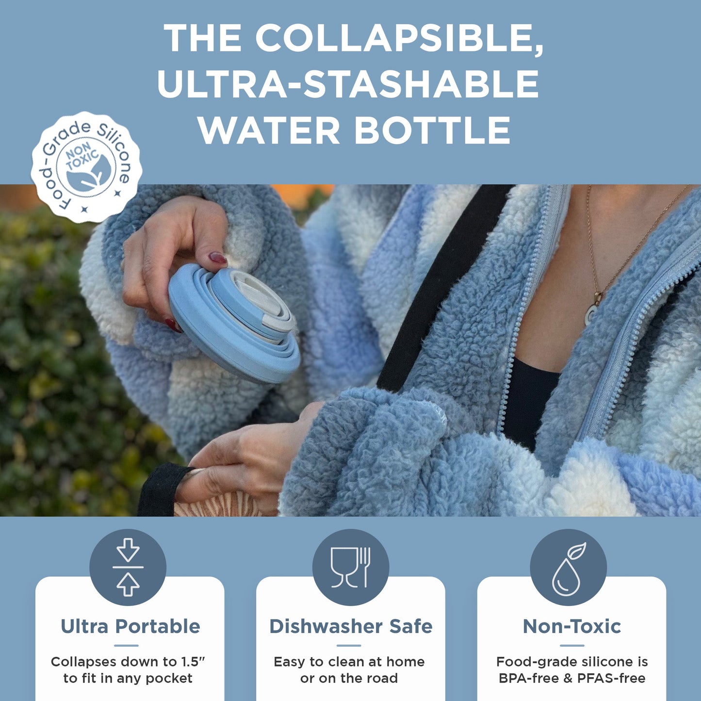 HYDAWAY Collapsible Silicone Water Bottle for Kids and Adults Alike | 17oz