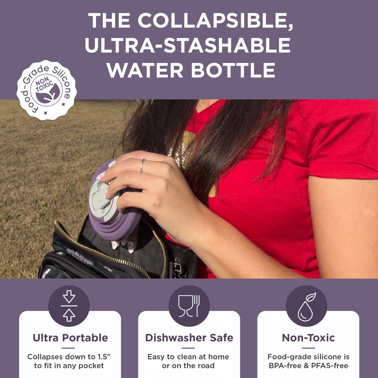 HYDAWAY Collapsible Silicone Water Bottle for Kids and Adults Alike | 17oz