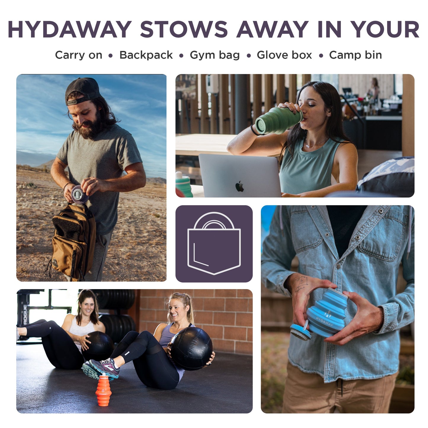 HYDAWAY Collapsible Silicone Water Bottle for Kids and Adults Alike | 17oz