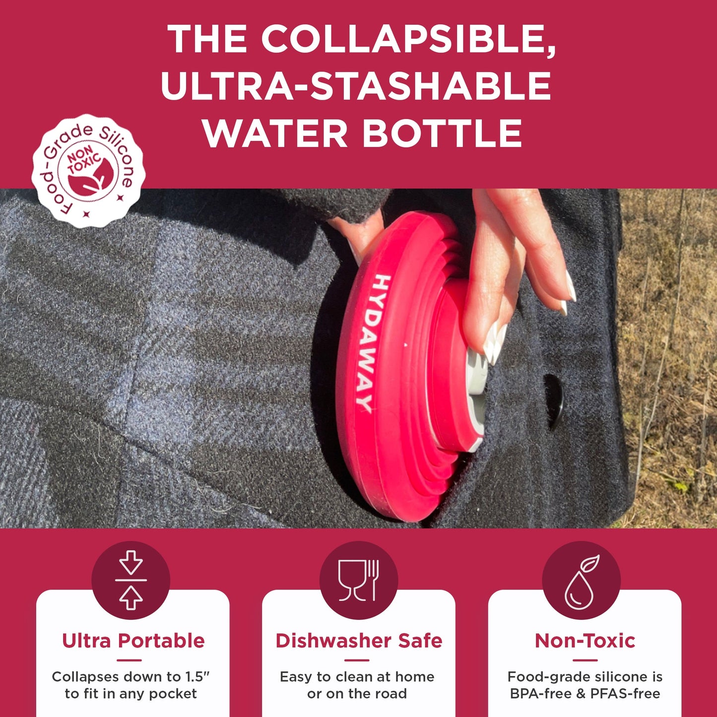 HYDAWAY Collapsible Silicone Water Bottle for Kids and Adults Alike | 17oz