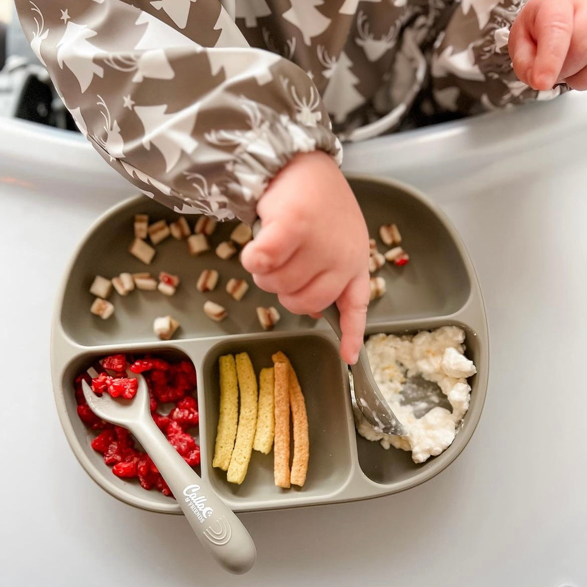 Calla and Friends 4-Section Suction Plate | Food-Grade Silicone Divided Plate for Toddlers
