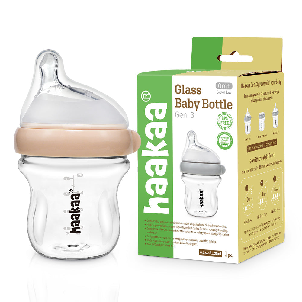 Haakaa Gen. 3 Non-Toxic and Eco-Friendly Glass Baby Bottle 3oz